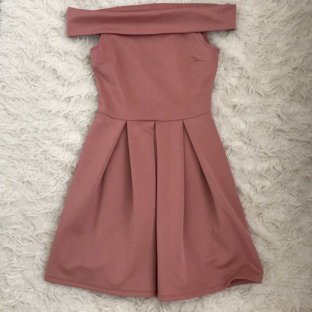 pink off the shoulder dress